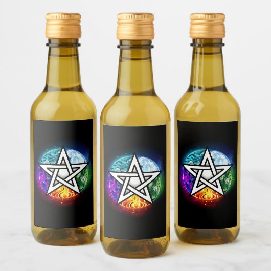 Wiccaanpentagram Wijn Etiket (Flessen)