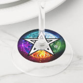 Wiccaanpentagram Wijnglaslabel (Dichtbij)