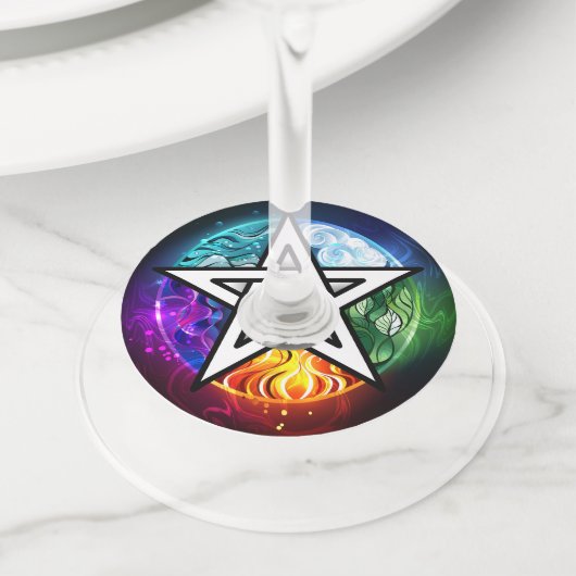 Wiccaanpentagram Wijnglaslabel (Dichtbij)