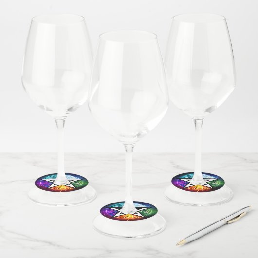 Wiccaanpentagram Wijnglaslabel (Set)