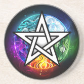Wiccaanpentagram Zandsteen Onderzetter (Voorkant)