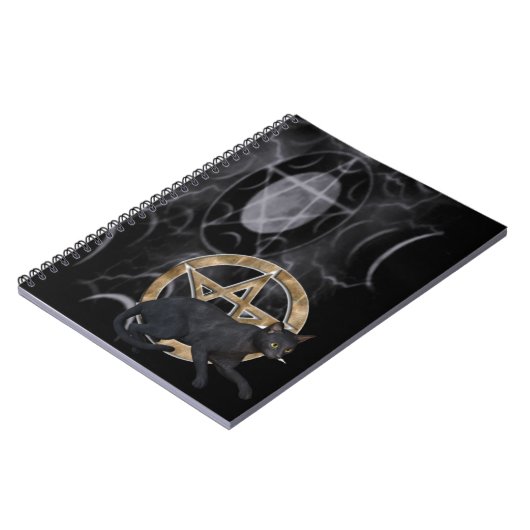 Wiccaanpentakel met zwarte kat notitieboek (Linkerzijde)