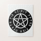Wiccan Black Runic Pentagram Legpuzzel (Verticaal)