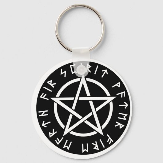 Wiccan Black Runic Pentagram Sleutelhanger (Voorkant)