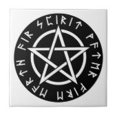 Wiccan Black Runic Pentagram Tegeltje (Voorkant)