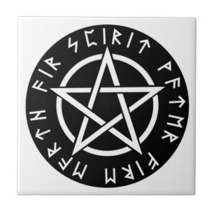 Wiccan Black Runic Pentagram Tegeltje