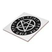 Wiccan Black Runic Pentagram Tegeltje (Zijkant)