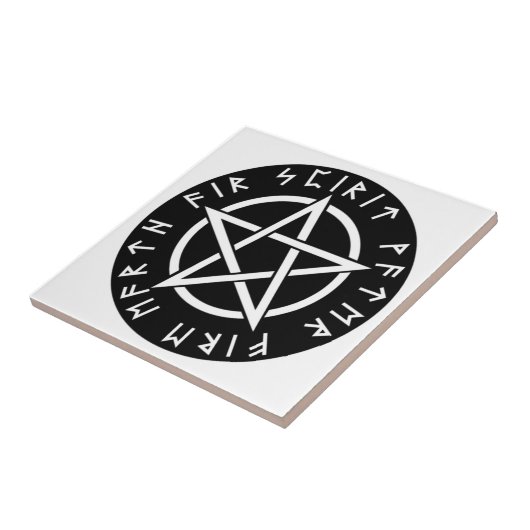 Wiccan Black Runic Pentagram Tegeltje (Zijkant)