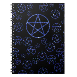 Wiccan Blue Pentacle Journal 80 met uitgelijnde pa Notitieboek
