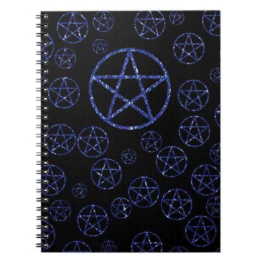 Wiccan Blue Pentacle Journal 80 met uitgelijnde pa Notitieboek (Voorkant)