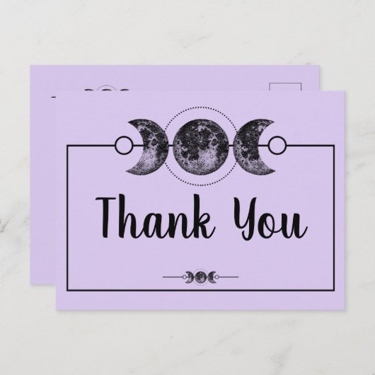 Wiccan dank u kaart maan handfasting bruiloft (Voorkant / Achterkant)