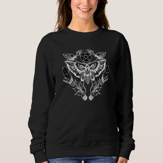 Wiccan Death Moth Gothic occult Satanic Dark Wicca Trui (Voorkant)