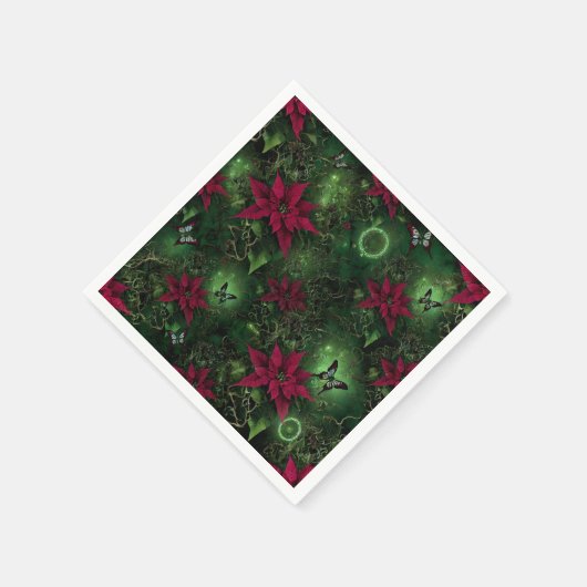 Wiccan Enchanted Forest Poinsettia Decoupage Servet (Hoek)