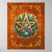 Wiccan Forest Pentagram Digitale kunst Poster (Voorkant)