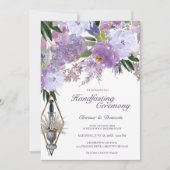 Wiccan Handfasting Chalice & Athame Paarse Floral Kaart (Voorkant)