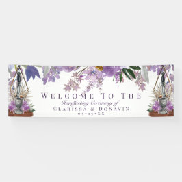 Wiccan Handfasting Rite of Union Paars Floral Spandoek