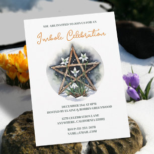 Wiccan Imbolc Candlemas Floral Pentacle Holiday Kaart