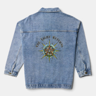 Wiccan Imbolc Sunshine Snowrops Pentacle Denim Jacket