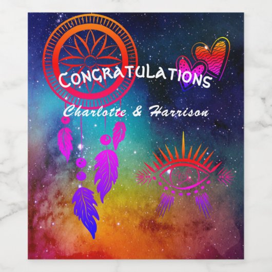 Wiccan Magic Ongewone bruiloft Wijn Etiket (Enkel label)