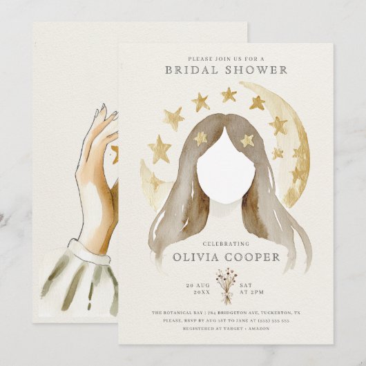 Wiccan Moon Boho Celestial Vrijgezellenfeest Kaart (Voorkant / Achterkant)