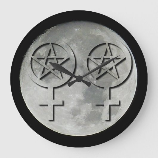 Wiccan Moon Lesbian Handfasting Clock Grote Klok (Voorkant)
