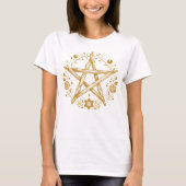 Wiccan Pagan Gold Pentacle T-shirt (Voorkant)