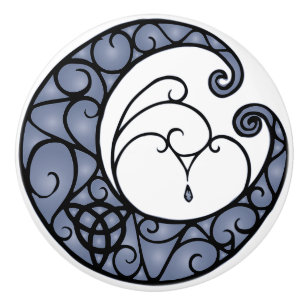 Wiccan Pagan Paars and Black Moon Knob Keramische Knop