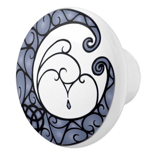 Wiccan Pagan Paarse en zwarte maanknop Keramische Knop (Rechts)