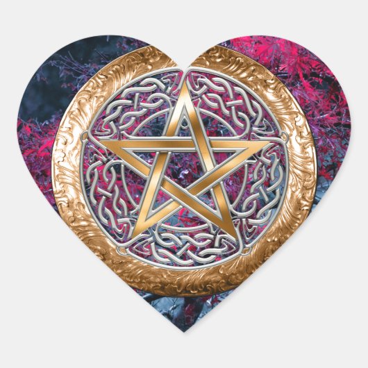 Wiccan Pagan Pentagram Alter Cloth Hart Sticker (Voorkant)