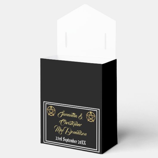 Wiccan pentacle Black bruiloft Bedankdoosjes (Geopend)