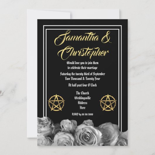 Wiccan pentacle Black bruiloft Kaart (Voorkant)