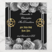 Wiccan pentacle Black bruiloft Wijn Etiket (Enkel label)