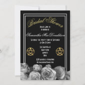 Wiccan pentacle zwart bloemig vrijgezellenfeest kaart (Voorkant)