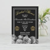 Wiccan pentacle zwart bloemig vrijgezellenfeest kaart (Staand voorkant)