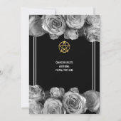 Wiccan pentacle zwart bloemig vrijgezellenfeest kaart (Achterkant)