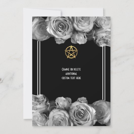 Wiccan pentacle zwart bloemig vrijgezellenfeest kaart (Achterkant)