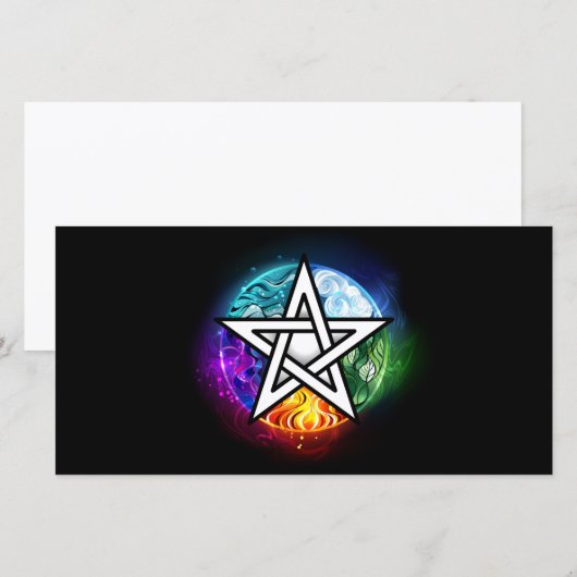 Wiccan pentagram aankondiging (Voorkant / Achterkant)