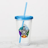Wiccan pentagram acryl drinkbeker (Achterkant)