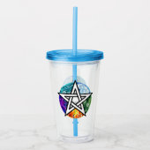 Wiccan pentagram acryl drinkbeker (Voorkant)