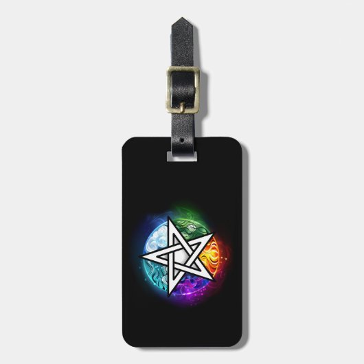 Wiccan pentagram bagagelabel (Voorkant verticaal)