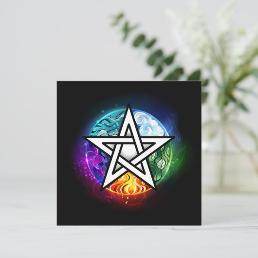 Wiccan pentagram bedankkaart (Staand voorkant)