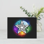 Wiccan pentagram bedankkaart (Staand voorkant)