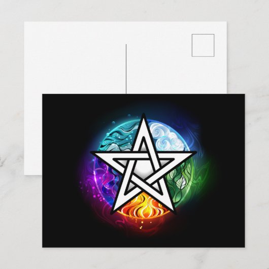 Wiccan pentagram briefkaart (Voorkant / Achterkant)