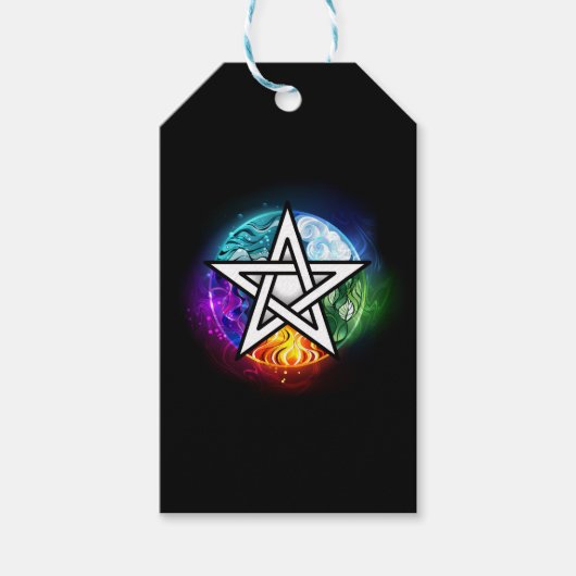 Wiccan pentagram cadeaulabel (Voorkant)