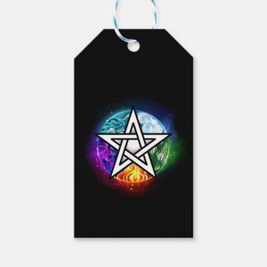 Wiccan pentagram cadeaulabel (Voorkant)