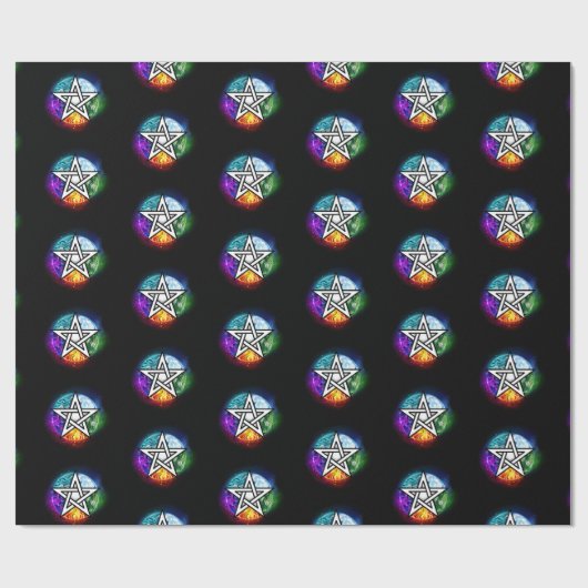 Wiccan pentagram cadeaupapier (Vlak)