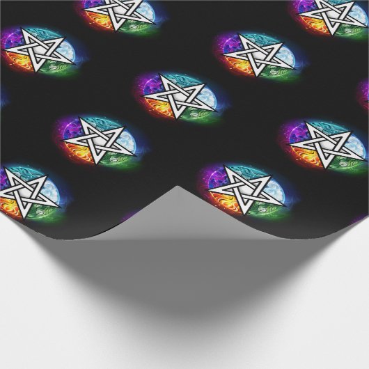 Wiccan pentagram cadeaupapier (Hoek)