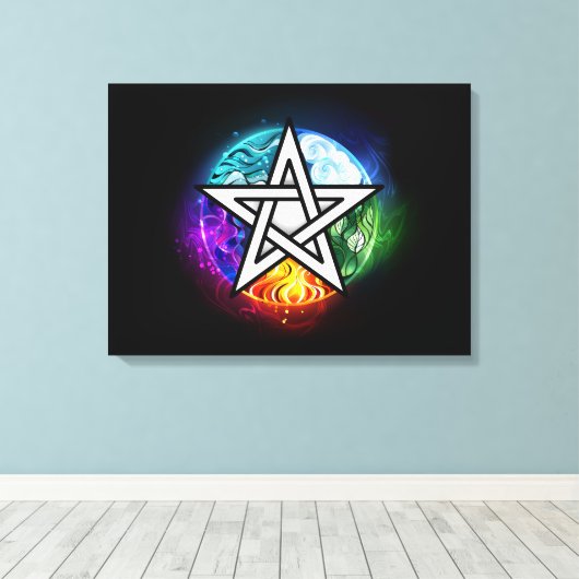 Wiccan pentagram canvas afdruk (Insitu (Houten vloer))