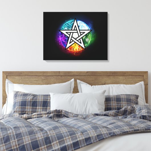 Wiccan pentagram canvas afdruk (Insitu (Slaapkamer))