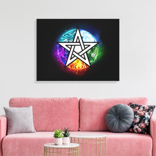 Wiccan pentagram canvas afdruk (Insitu (Woonkamer))